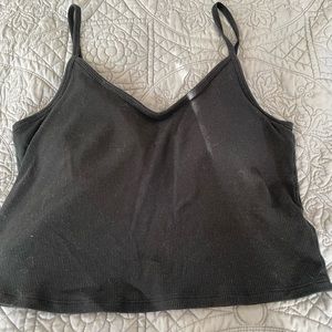 PINK black crop tank with built in bra